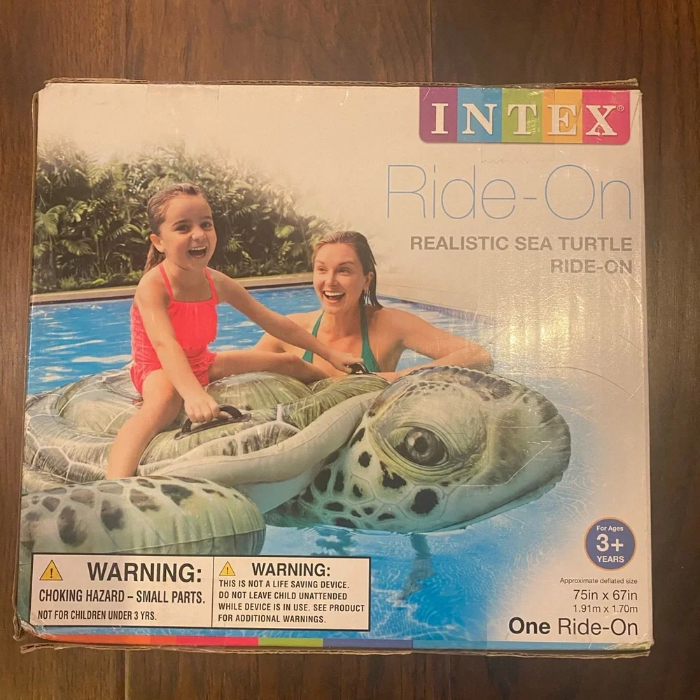 NIB Intex 6' Sea Turtle 🐢 Ride-On Inflatable Pool Float - Floral Print - Picture 5 of 7